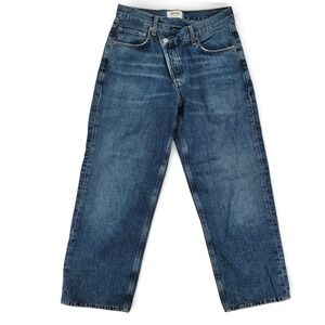 AGOLDE Criss Cross Jeans Womens 26 High Rise Cropped Straight Leg Blue Denim EUC